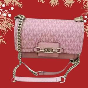 Michael Kors Heather Signature Logo Crossbody Bag Mauve/Blush/Silver, Y2k NWOT